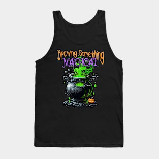 Cute Halloween Something Magical Brewing Gender Reveal Announcement Tank Top